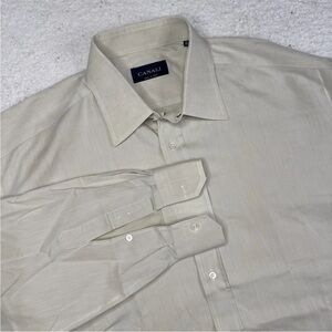 Canali Dress Shirt Men’s 16.5 (42) Beige Tan Button Up Long Sleeve Cotton Italy